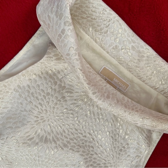 Michael Kors Sleeveless Cocktail Dress Size 6 Metallic Gold/Ivory Blend - Picture 4 of 9